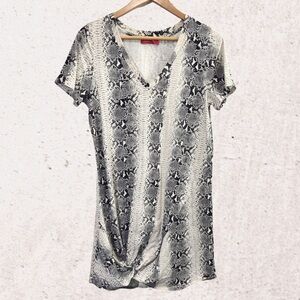 n:PHILANTHROPY Gray and White Graphic Mini Dress